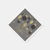 Serviette En Papier Ornements de Noël chic sur gris (Coin)