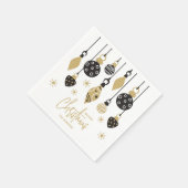 Serviette En Papier Ornements de Noël noir et or chic (Coin)