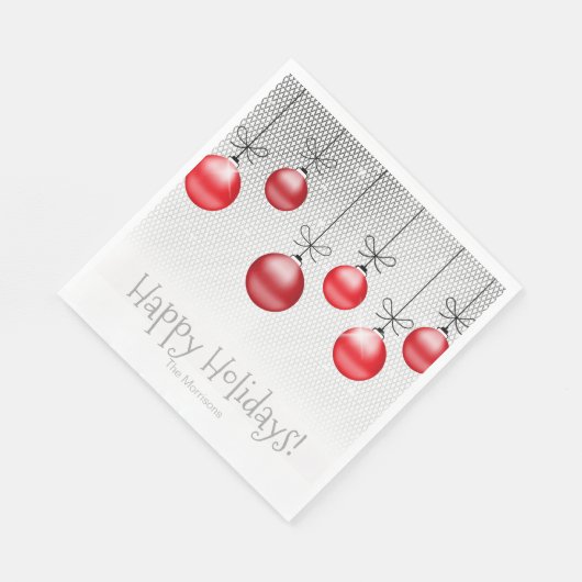 Serviette En Papier Ornements de Noël Rouge ID251 (Coin)