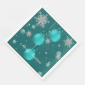 Serviette En Papier Ornements de Noël turquoises Papier Napkin (Coin)