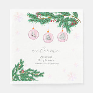 Serviette En Papier Ornements de vêtements d'hiver rose pour bébé pour