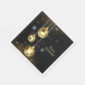 Serviette En Papier Ornements dorés de Noël Étoiles brillantes Noir (Coin)