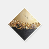 Serviette En Papier Ornements Floraux Dorés (Coin)