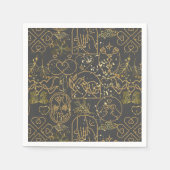 Serviette En Papier Ornements mariages motif en Gold D Grey BG (Devant)