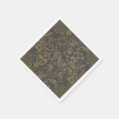 Serviette En Papier Ornements mariages motif en Gold D Grey BG (Coin)