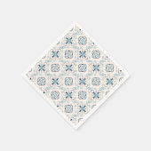 Serviette En Papier ornements marocains bleu crème ethnique design Est (Coin)