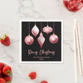 Serviette En Papier Ornements roses et noirs Joyeux Noël (En situation)