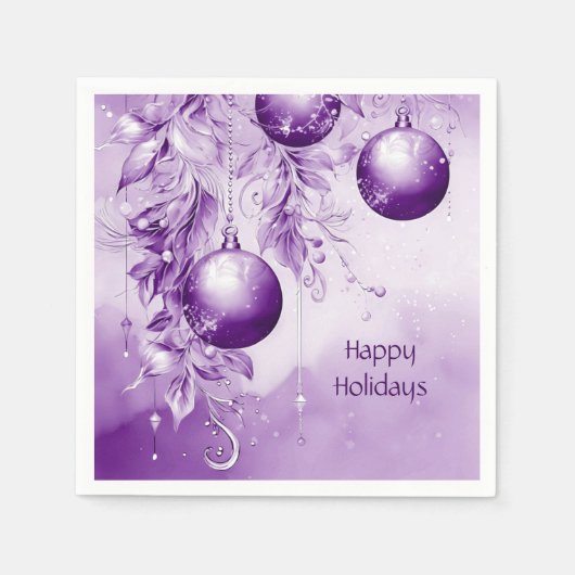 Serviette En Papier Ornements violets Noël Vacances Napkin (Devant)