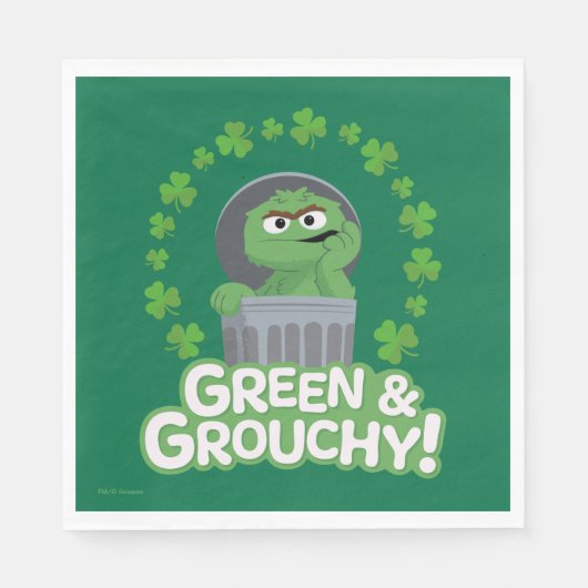 Serviette En Papier Oscar | Green & Grouchy ! (Devant)