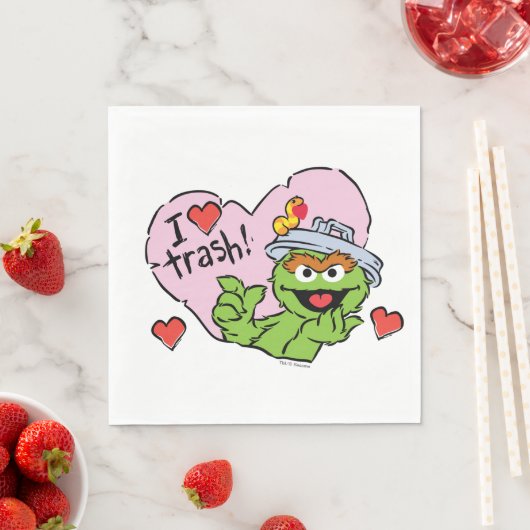 Serviette En Papier Oscar "I Love Trash" Valentine (En situation)