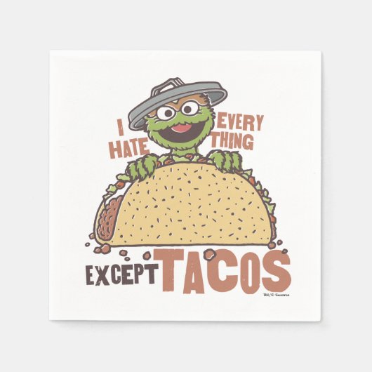 Serviette En Papier Oscar Je Déteste Tout Sauf Les Tacos (Devant)