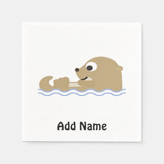 Serviette En Papier Otter flottante mignonne (Devant)