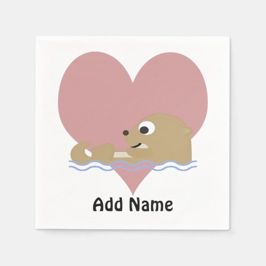 Serviette En Papier Otter Love (Devant)