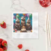 Serviette En Papier Otter Triplets Anniversaire, (En situation)