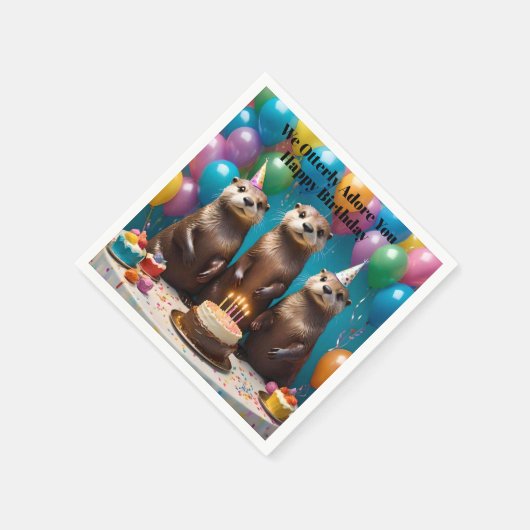 Serviette En Papier Otter Triplets Otterly Adorez Vous Anniversaire Fê (Coin)
