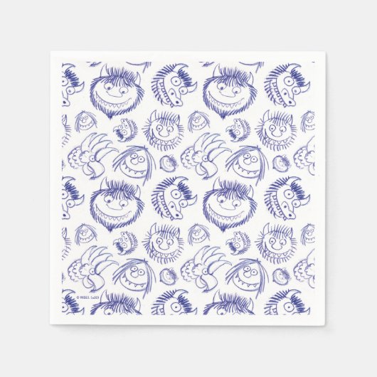 Serviette En Papier Où sont les monstres Sketch Pattern (Devant)