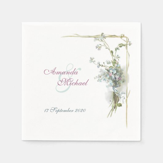Serviette En Papier Oubliez-moi non design mariage (Devant)