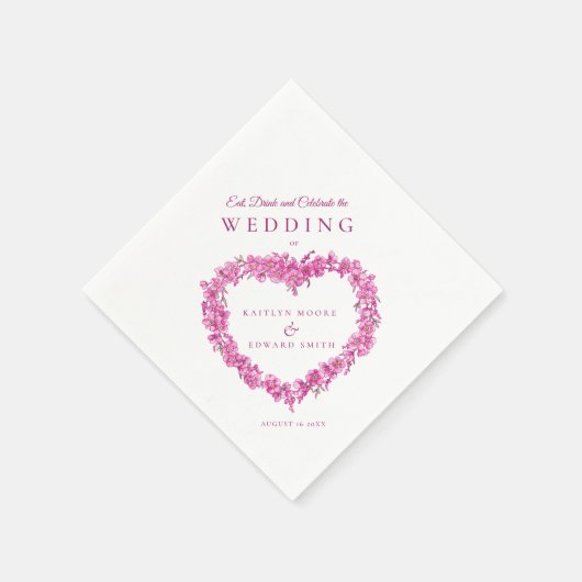 Serviette En Papier Oubliez-moi pas mariage d'art blanc rose (Coin)