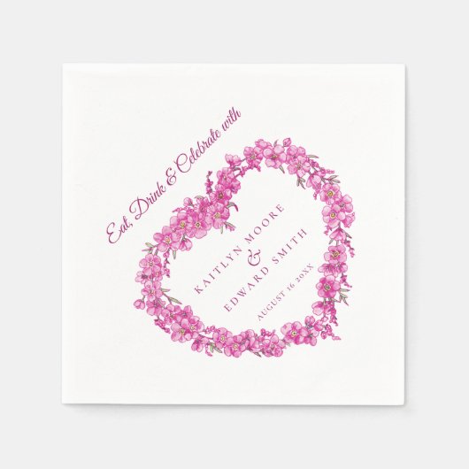 Serviette En Papier Oubliez-moi pas mariage d'art rose blanc (Devant)