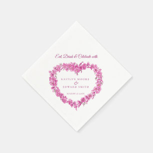 Serviette En Papier Oubliez-moi pas mariage d'art rose blanc