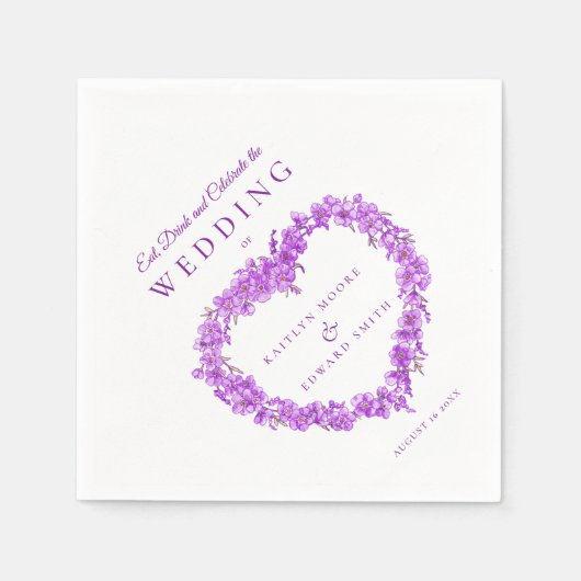 Serviette En Papier Oubliez-moi pas mariage d'art violet blanc coutume (Devant)