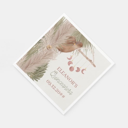 Serviette En Papier Ouest Quinceanara Boho Pampas rustique Grass (Coin)