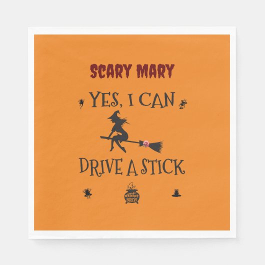 Serviette En Papier Oui, Je Peux Conduire Un Bâton Dit La Sorcière (Devant)