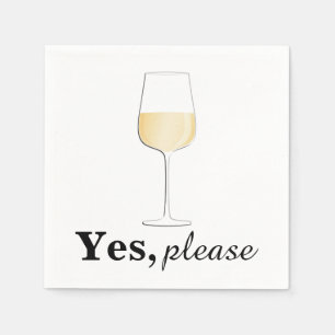 Serviette En Papier Oui, S'Il Vous Plaît Vin Blanc - Cocktail Napkin