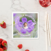 Serviette En Papier Our Little Wildflower Violet Geranium Custom Photo (En situation)