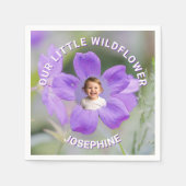 Serviette En Papier Our Little Wildflower Violet Geranium Custom Photo (Devant)