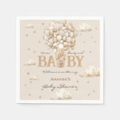 Serviette En Papier Ours avec ballons Boho Baby shower neutre (Devant)