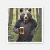 Serviette En Papier Ours avec bière d'anniversaire (Devant)