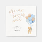 Serviette En Papier Ours avec Bleu et Ballons Tan (Devant)