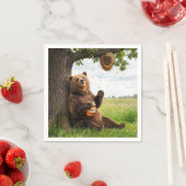 Serviette En Papier Ours avec un pot de miel (En situation)