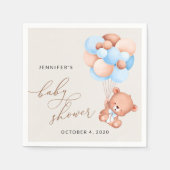 Serviette En Papier ours bébé, ours en peluche, ballons bleus, Baby sh (Devant)