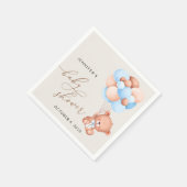 Serviette En Papier ours bébé, ours en peluche, ballons bleus, Baby sh (Coin)