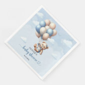 Serviette En Papier Ours blanc avec ballons bleu et ivoire (Coin)