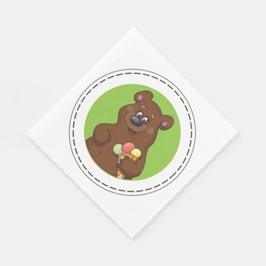 Serviette En Papier Ours Brown Avec Crème Glaciaire (Coin)