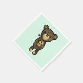Serviette En Papier Ours Brown mignon tenant une Fleur Jaune (Coin)