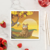 Serviette En Papier Ours Brun Coucher de Soleil (En situation)