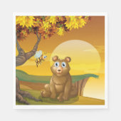 Serviette En Papier Ours Brun Coucher de Soleil (Devant)
