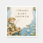 Serviette En Papier Ours Capriceux Fête de Naissance Pêche (Devant)