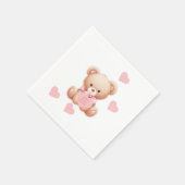 Serviette En Papier Ours Coeurs roses (Coin)