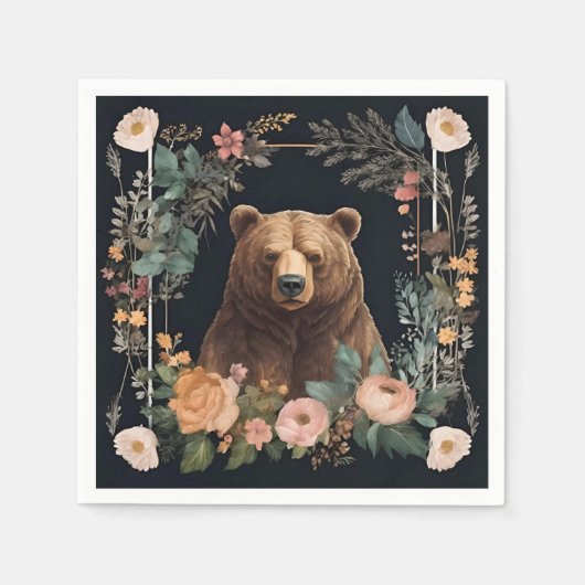 Serviette En Papier Ours cottagecore (Devant)