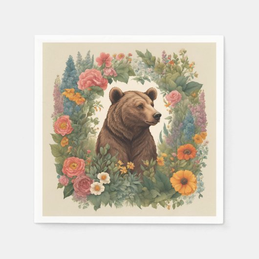 Serviette En Papier Ours Cottagecore (Devant)