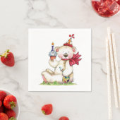 Serviette En Papier Ours d'anniversaire (En situation)