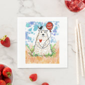 Serviette En Papier Ours d'anniversaire et serviette d'oiseaux noirs (En situation)