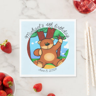 Serviette En Papier Ours dans la prairie d'anniversaire