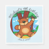 Serviette En Papier Ours dans la prairie d'anniversaire (Devant)