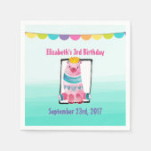 Serviette En Papier Ours d'aquarelle mignonne portant une couronne Ann (Devant)